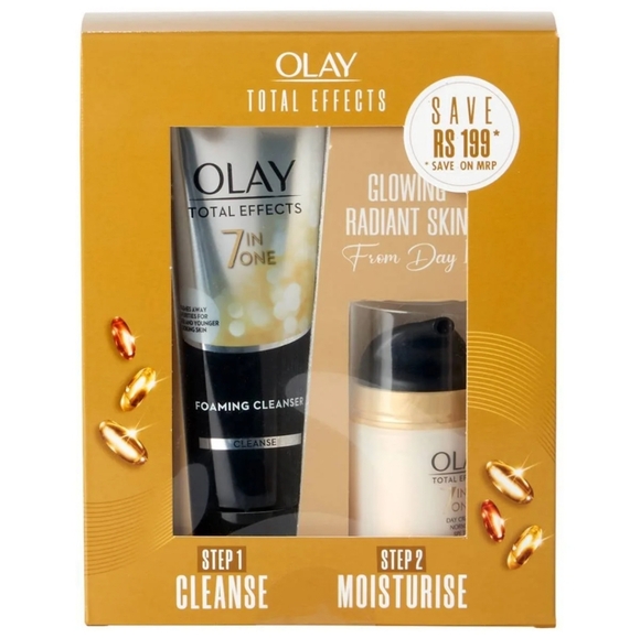 NIB OLAY Total Effects 7 in One Day Cream With Cleanser Gift Set - Picture 1 of 8